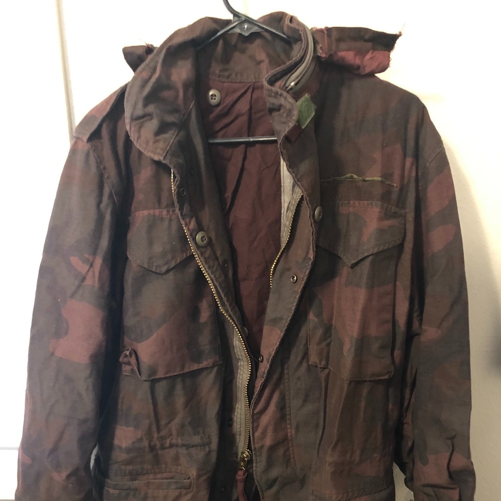 Long Burgundy Camo Jacket